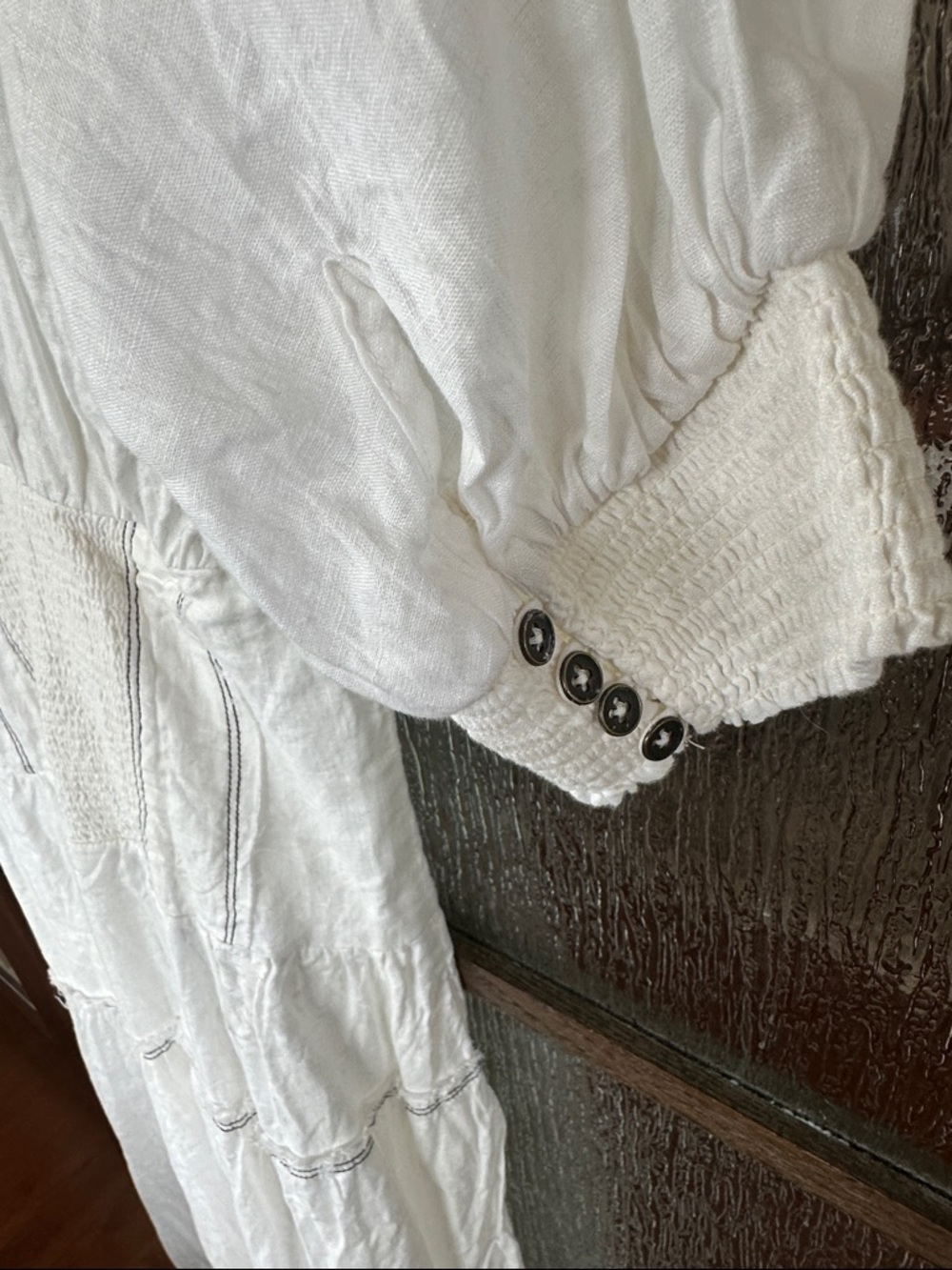 Anthropologie V-Neck Corset Midi Shirt Dress white W/black trim size Medium NWT - Picture 8 of 9
